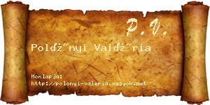Polónyi Valéria névjegykártya